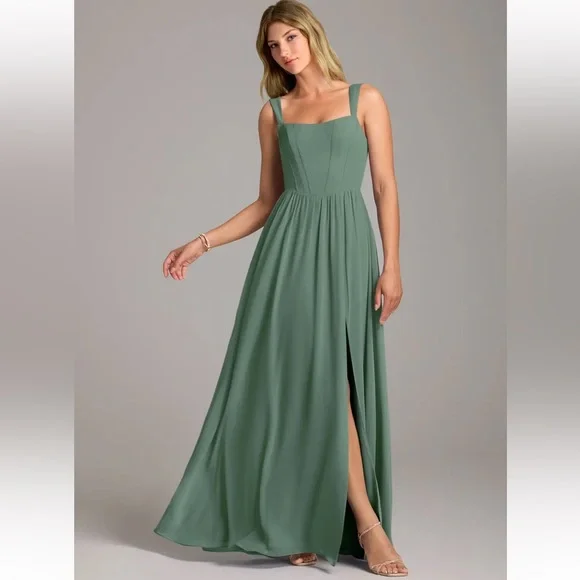 NWT Azazie Rosaline Bridesmaid Dress in Eucalyptus - Picture 1 of 6